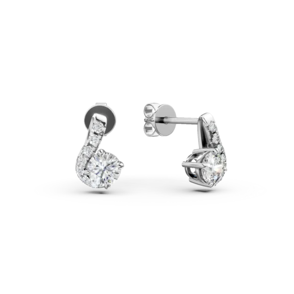 Cercei Duet din aur alb cu diamante de 0.6ct create in laborator