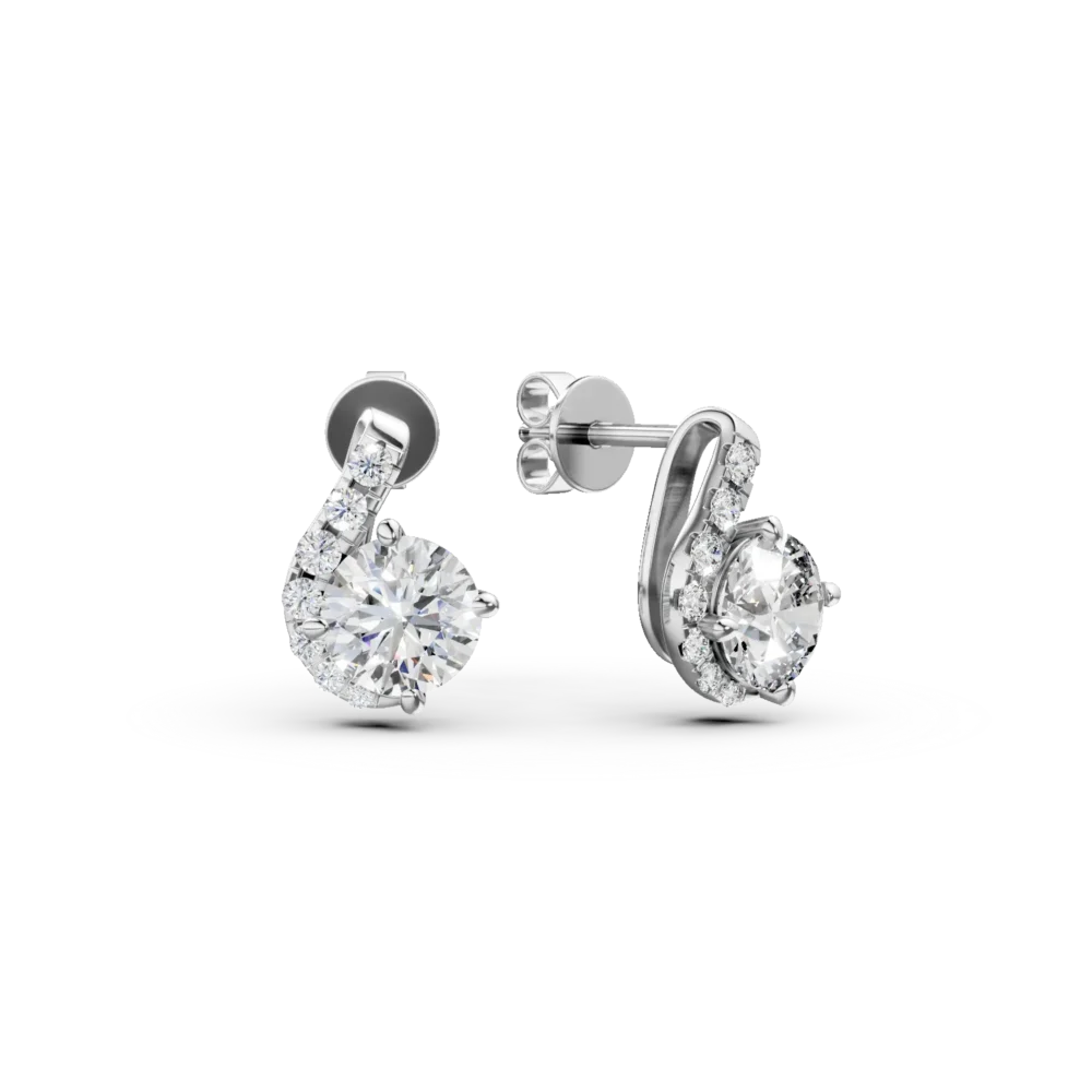 Cercei Duet din aur alb cu diamante de 1.1ct create in laborator