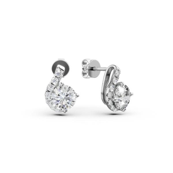 Cercei Duet din aur alb cu diamante de 1.1ct create in laborator