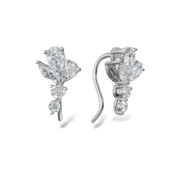 Cercei Fancy din aur alb cu diamante pear si marquise de 1.03ct create in laborator