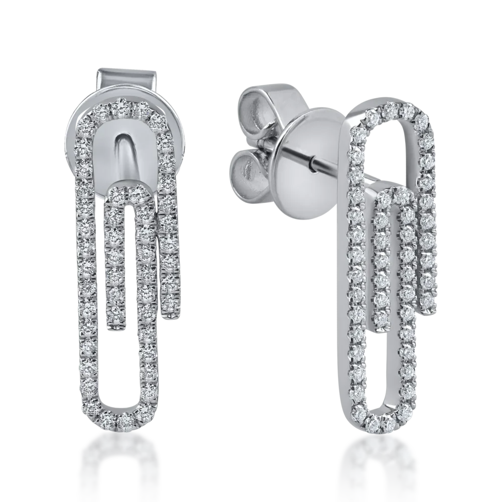 Cercei agrafe cu surub din aur alb cu diamante de 0.2ct