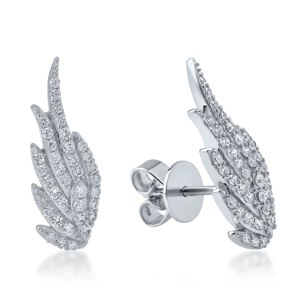 Cercei aripi din aur alb cu diamante de 0.3ct
