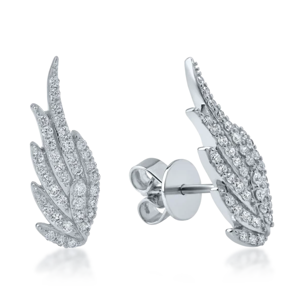 Cercei aripi din aur alb cu diamante de 0.3ct