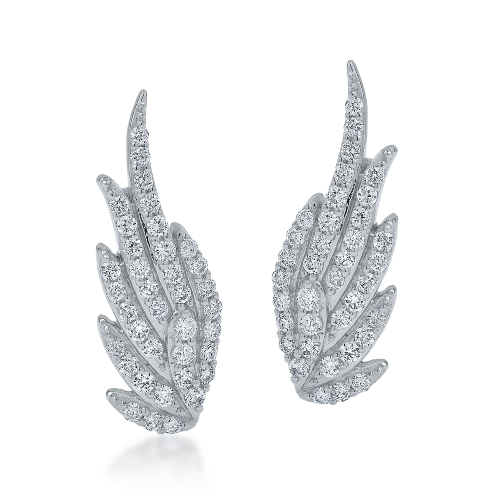 Cercei aripi din aur alb cu diamante de 0.4ct - imagine 2