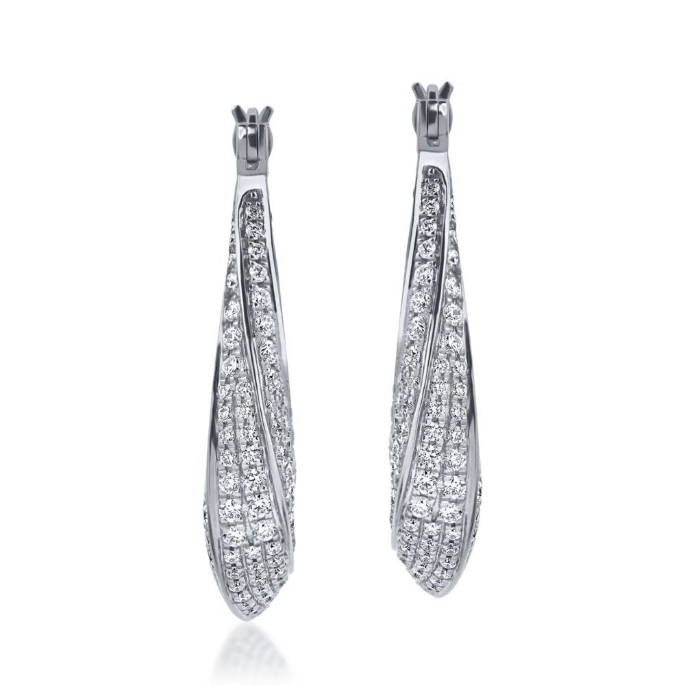 Cercei candelabru din aur alb cu diamante de 3.1ct - imagine 2