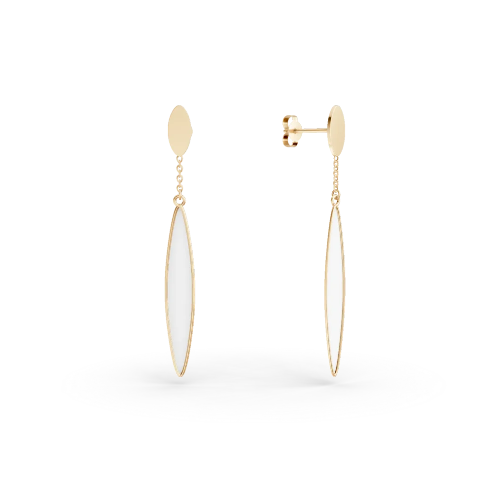 Cercei candelabru din aur galben cu sidef de 0.4ct