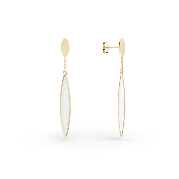 Cercei candelabru din aur galben cu sidef de 0.4ct