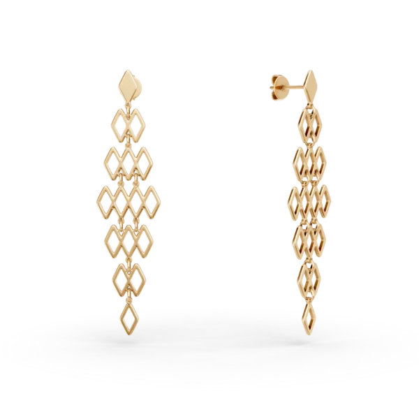 Cercei candelabru din aur galben