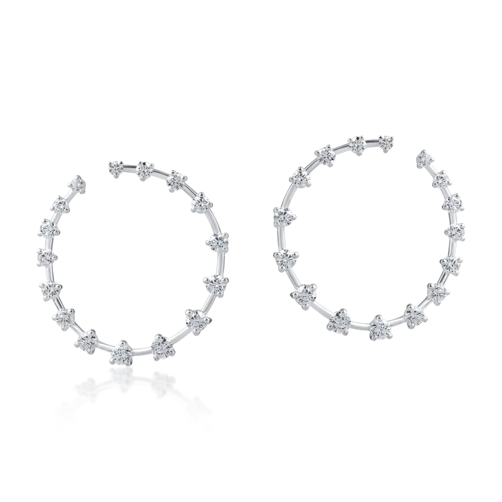 Cercei cerc din aur alb cu diamante de 2ct - imagine 2