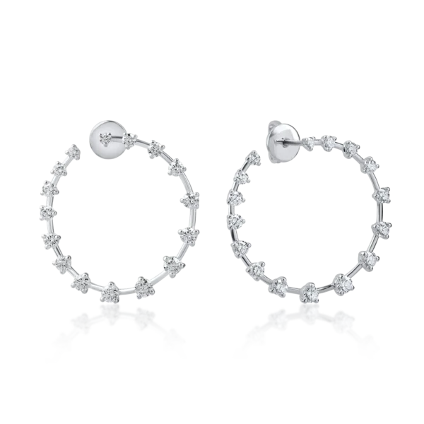 Cercei cerc din aur alb cu diamante de 2ct