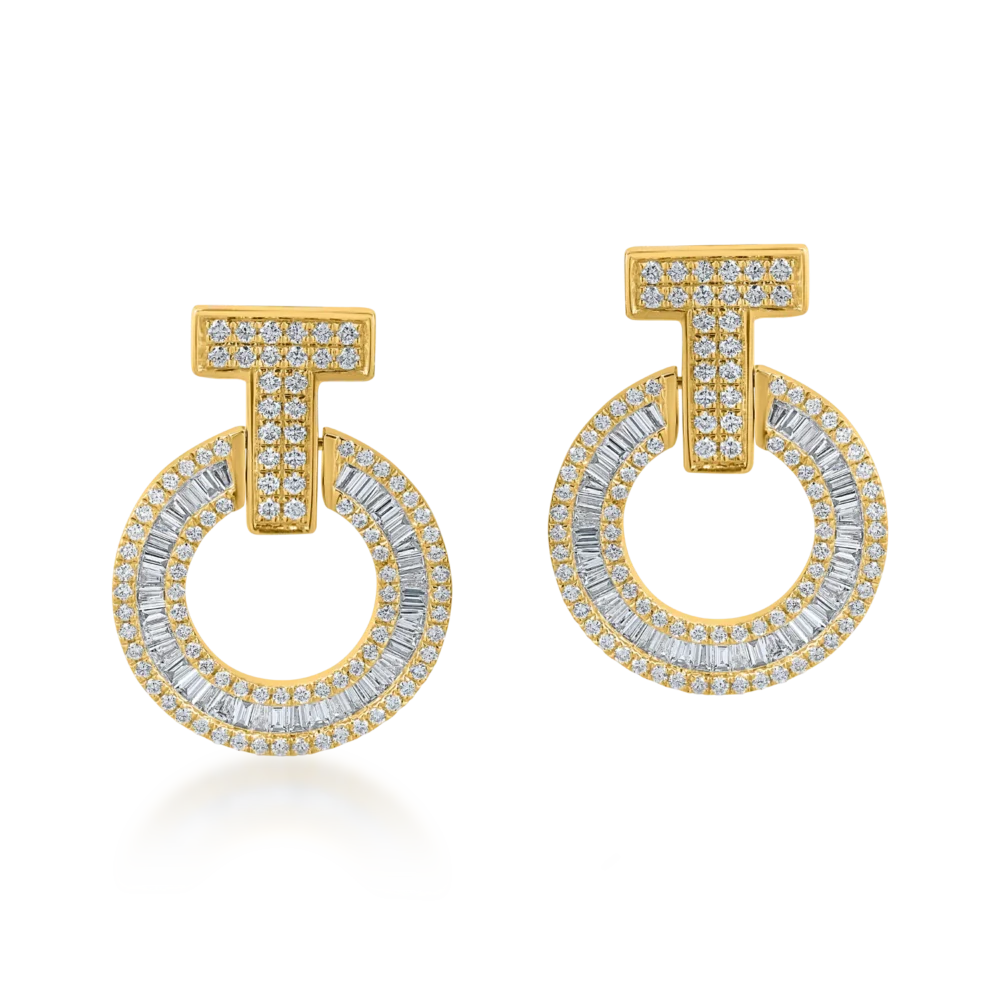 Cercei cerc din aur galben cu diamante de 1.3ct - imagine 2