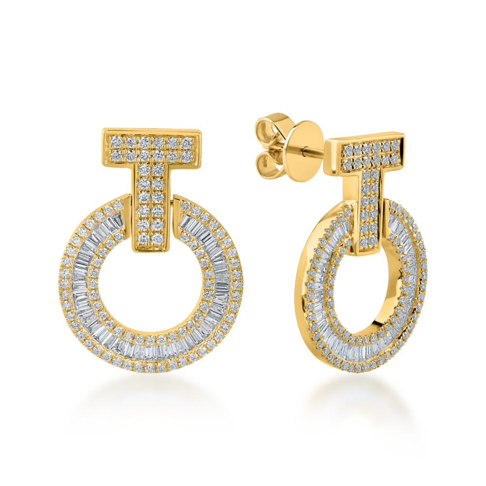 Cercei cerc din aur galben cu diamante de 1.3ct