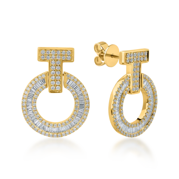 Cercei cerc din aur galben cu diamante de 1.3ct