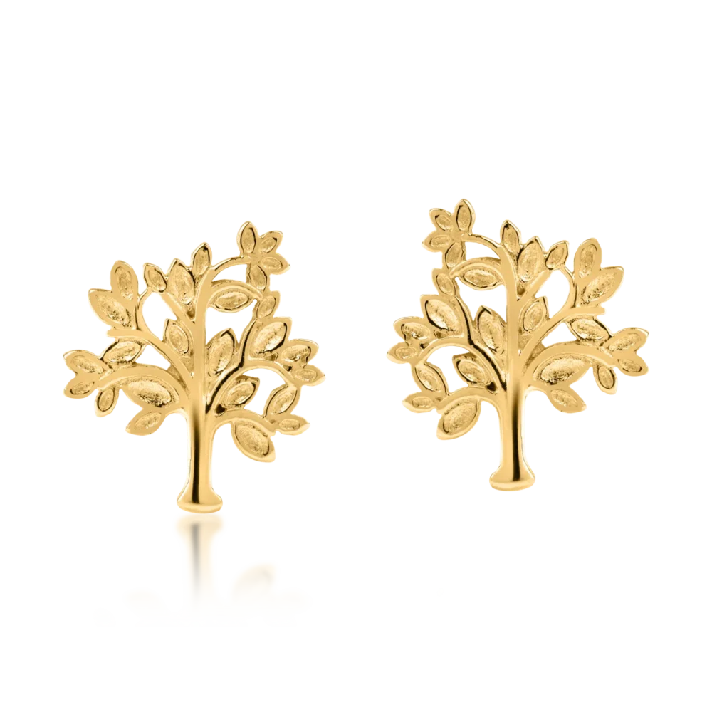 Cercei copacul vietii din aur galben - imagine 2