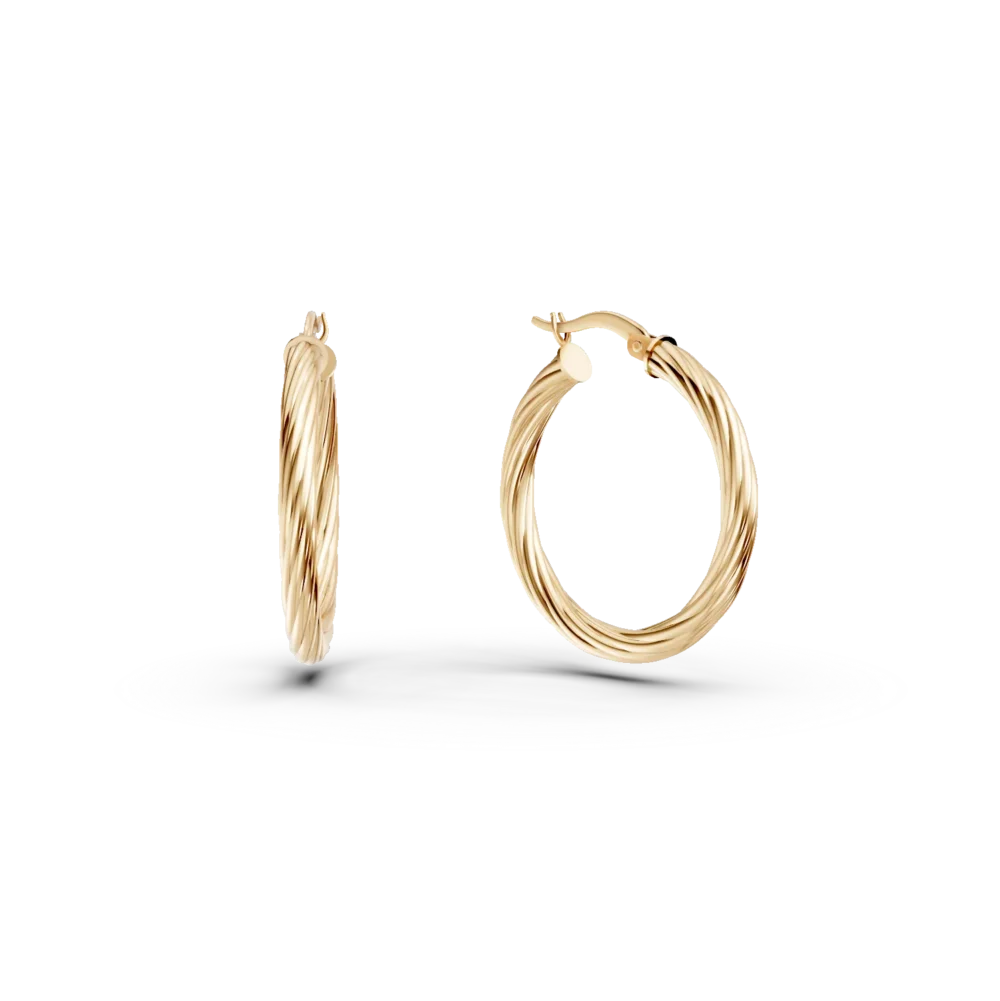 Cercei creole cu striatii din aur galben