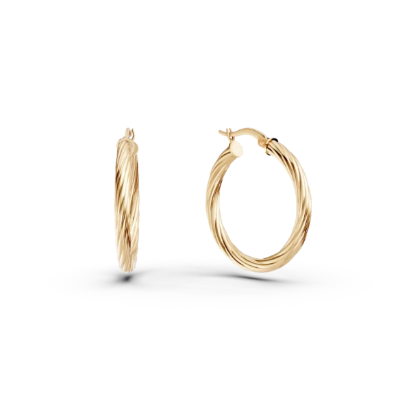 Cercei creole cu striatii din aur galben