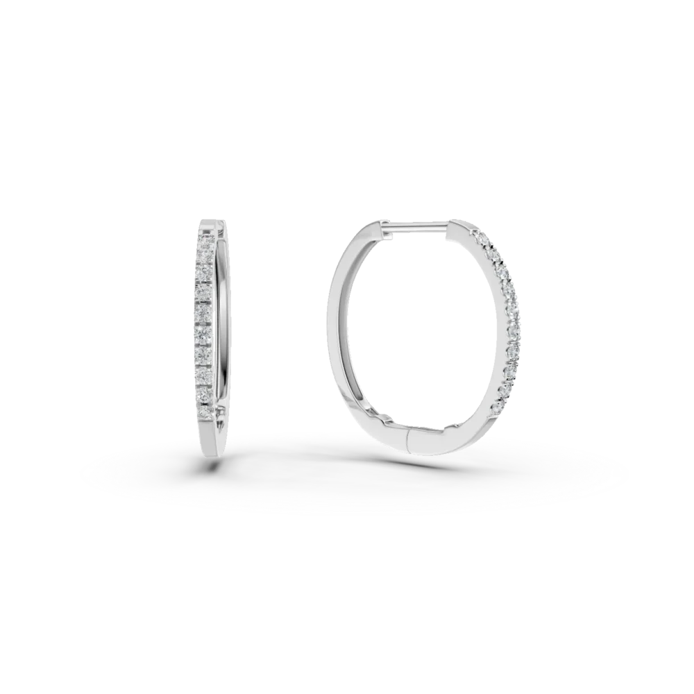 Cercei creole din aur alb cu diamante de 0.2ct