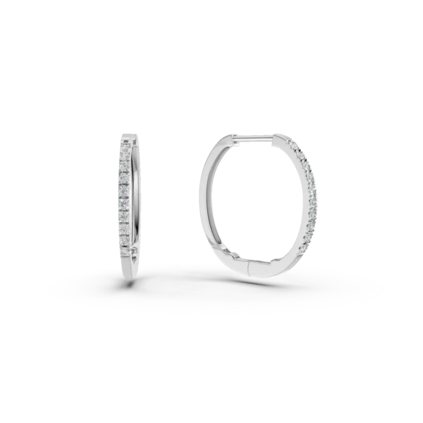 Cercei creole din aur alb cu diamante de 0.2ct