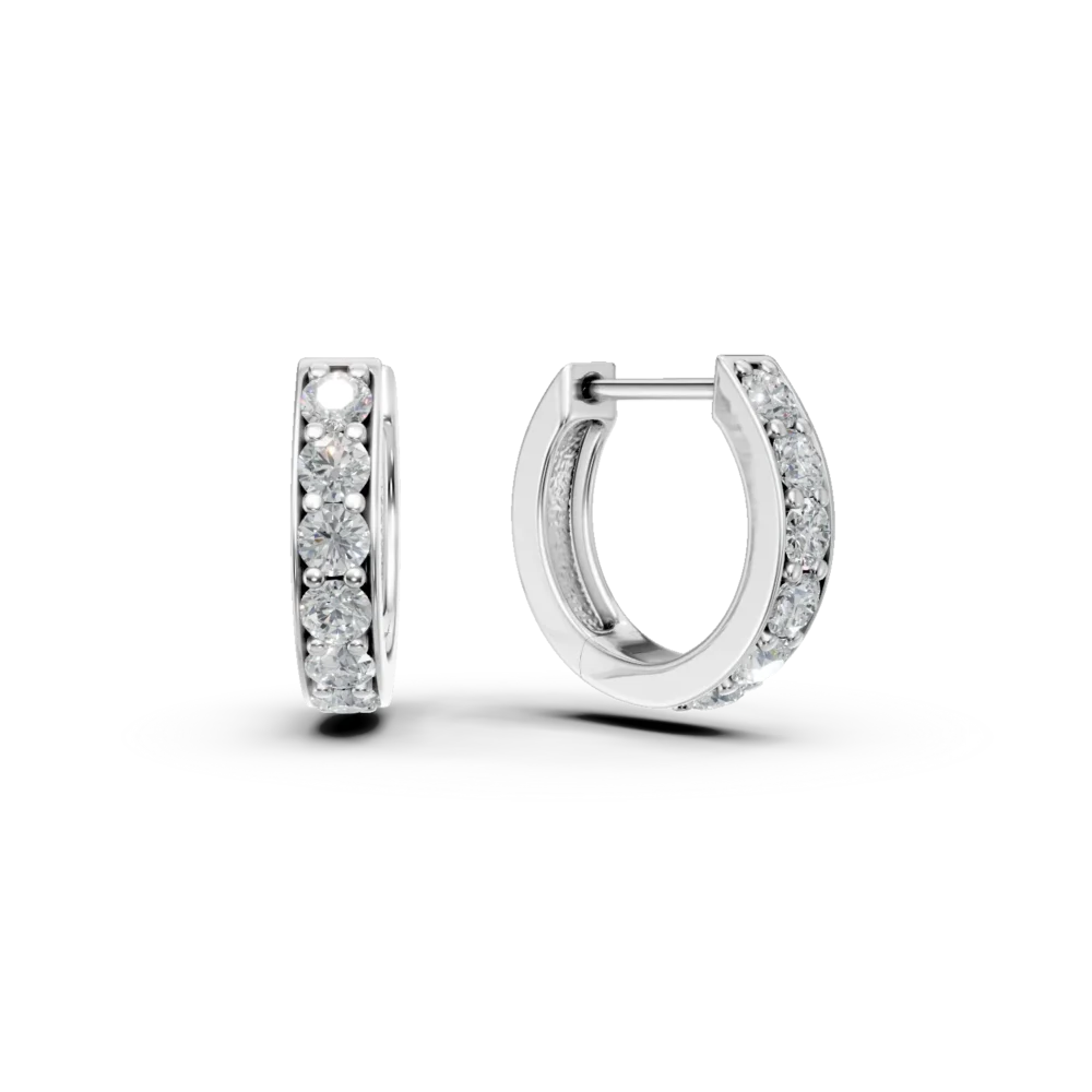 Cercei creole din aur alb cu diamante de 0.3ct