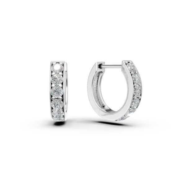 Cercei creole din aur alb cu diamante de 0.3ct