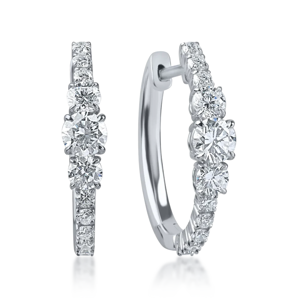 Cercei creole din aur alb cu diamante de 0.9ct