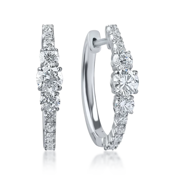 Cercei creole din aur alb cu diamante de 0.9ct