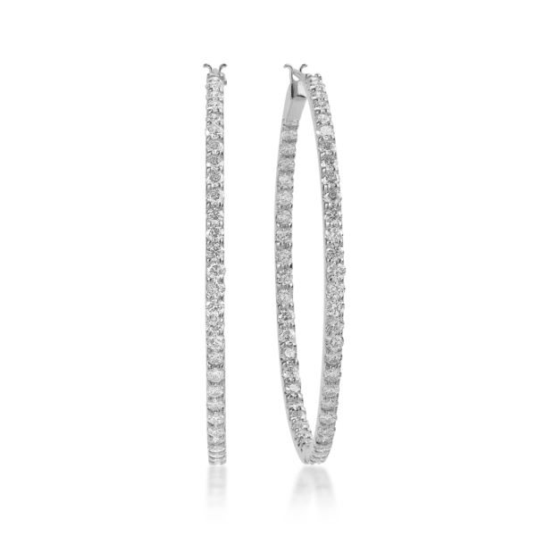 Cercei creole din aur alb cu diamante de 2.1ct