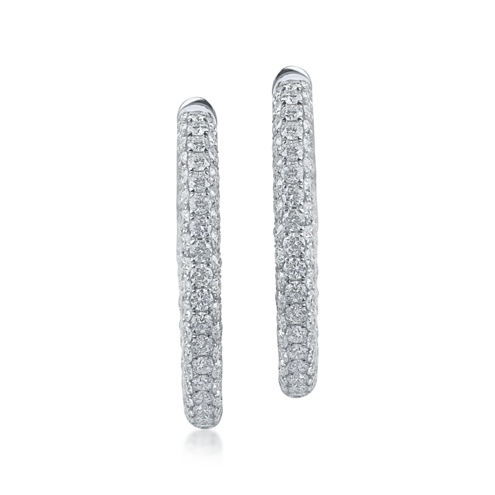 Cercei creole din aur alb cu diamante de 3.27ct - imagine 2