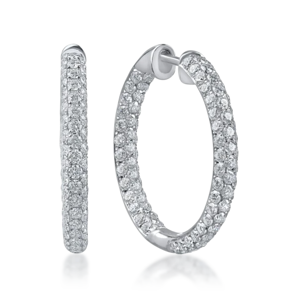 Cercei creole din aur alb cu diamante de 3.27ct