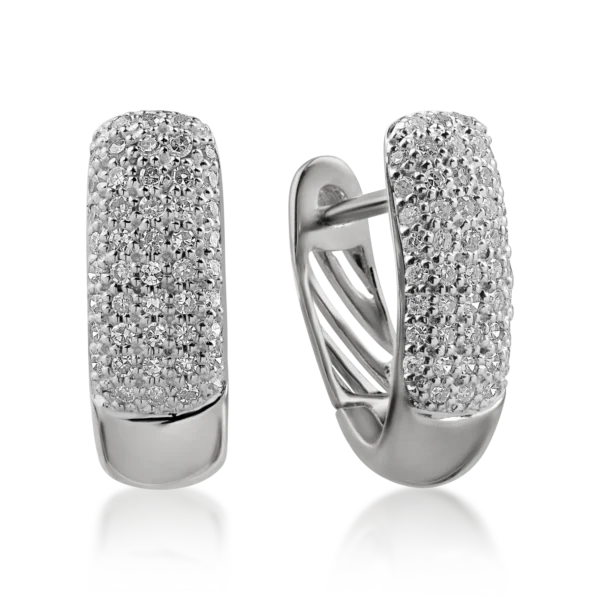 Cercei creole din aur alb cu diamante microsetting de 0.2ct