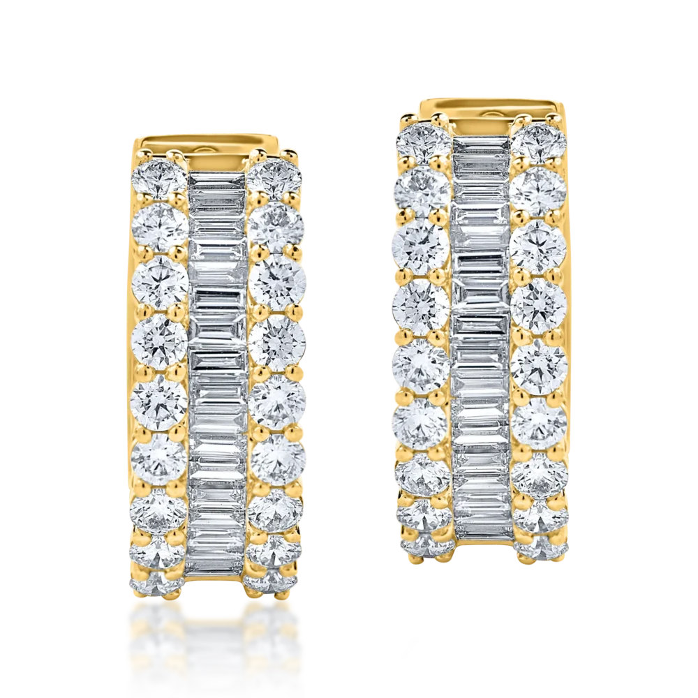 Cercei creole din aur galben cu diamante microsetting de 3ct - imagine 2