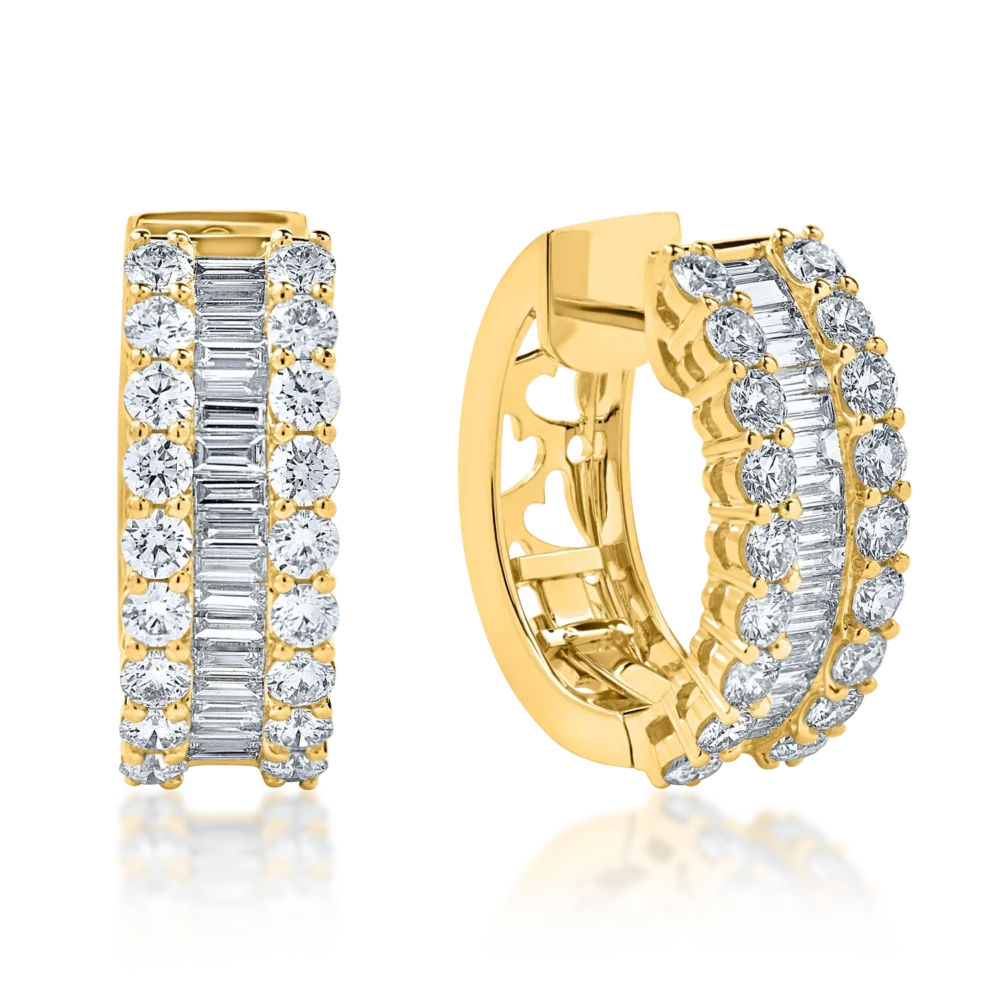 Cercei creole din aur galben cu diamante microsetting de 3ct