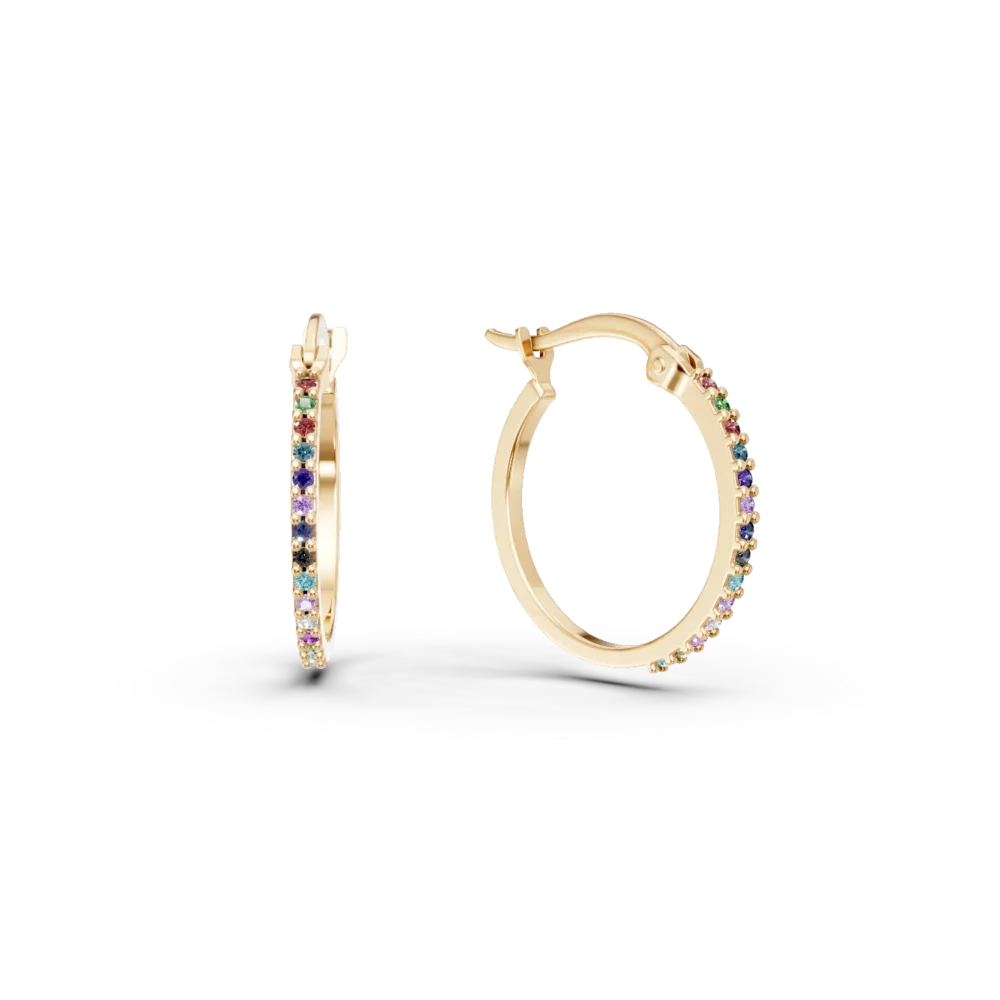 Cercei creole din aur galben cu zirconia