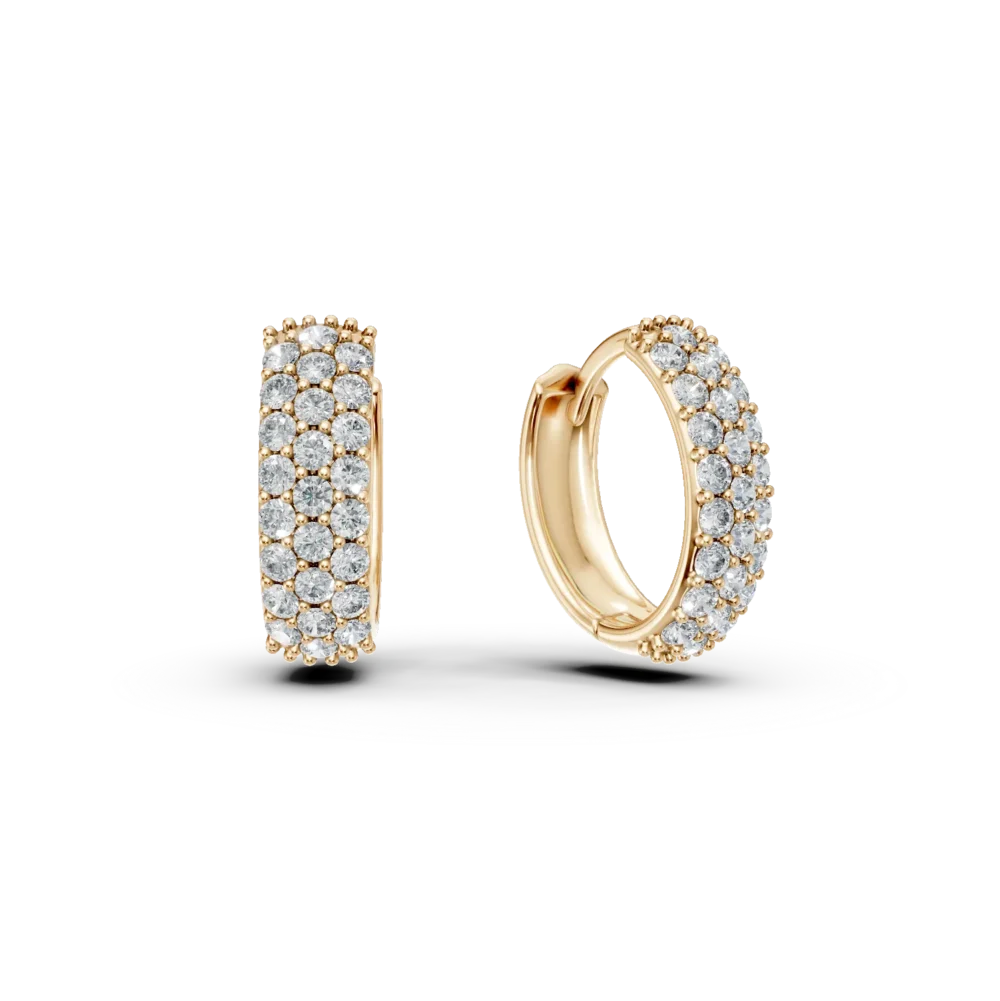 Cercei creole din aur galben cu zirconii microsetting