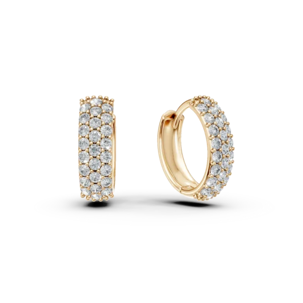 Cercei creole din aur galben cu zirconii microsetting