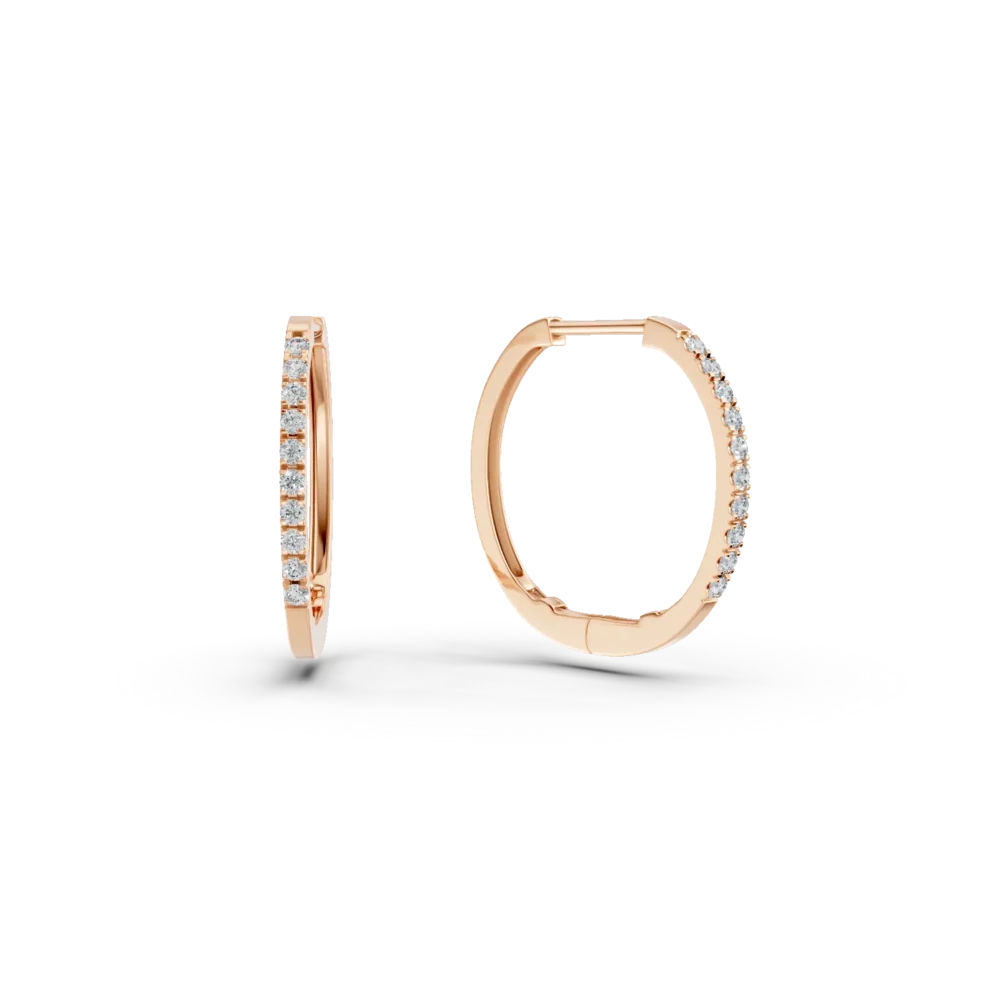 Cercei creole din aur roz cu diamante de 0.2ct