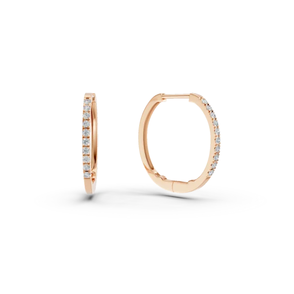 Cercei creole din aur roz cu diamante de 0.2ct