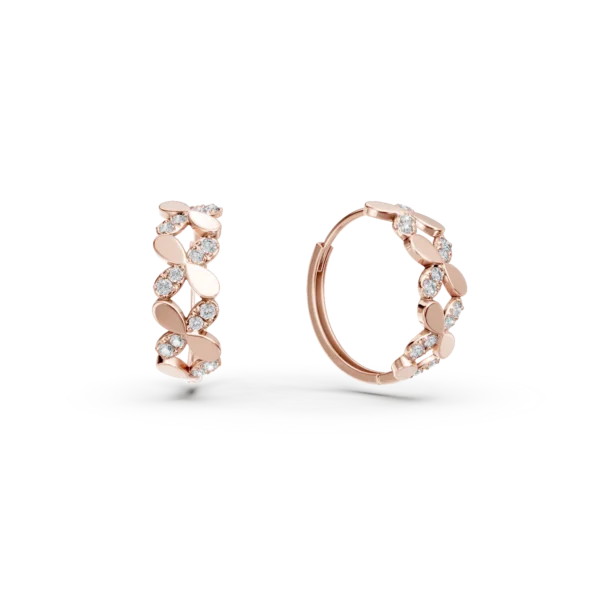 Cercei creole din aur roz cu zirconia