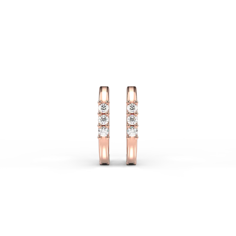 Cercei creole din aur roz pentru copii cu diamante de 0.05ct - imagine 2