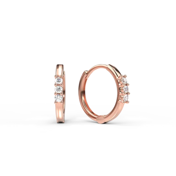 Cercei creole din aur roz pentru copii cu diamante de 0.05ct