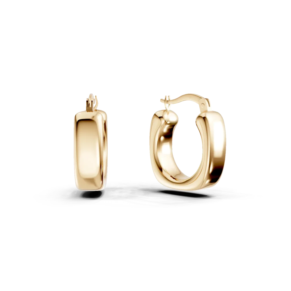 Cercei creole geometrici din aur galben