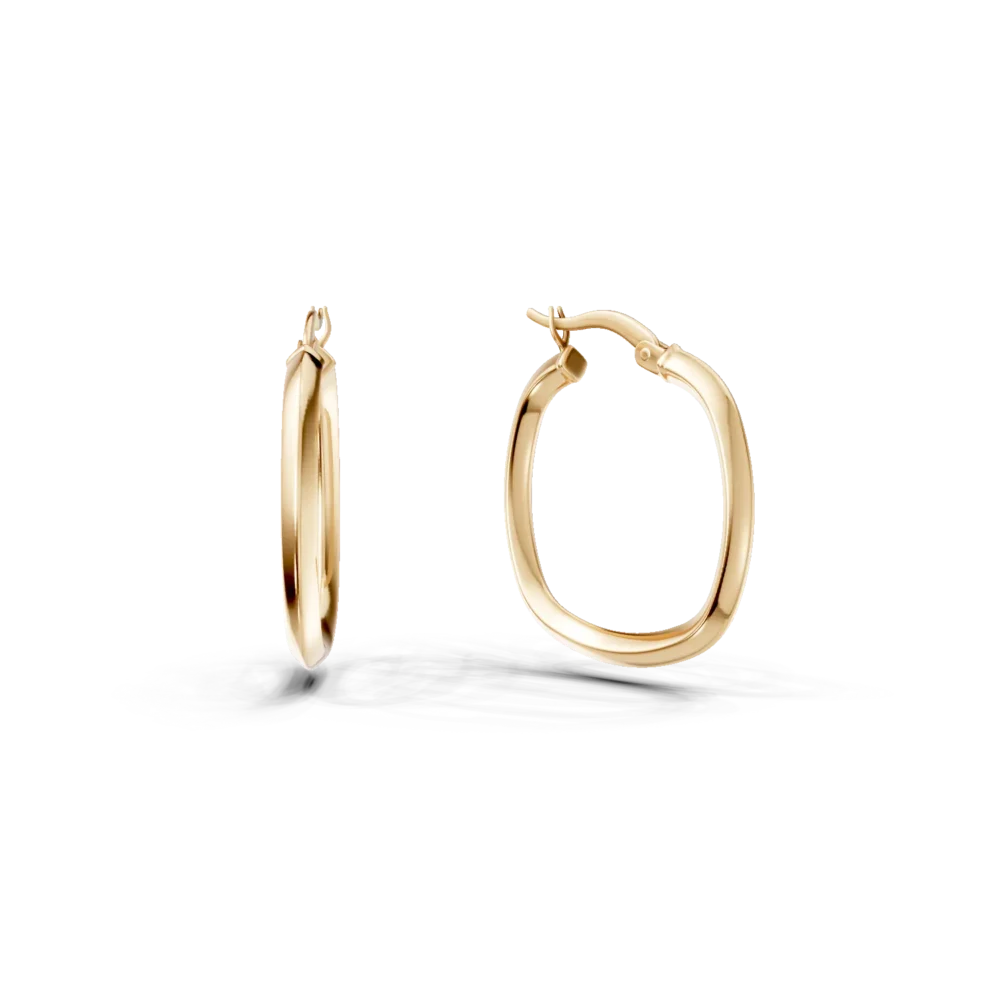 Cercei creole geometrici din aur galben