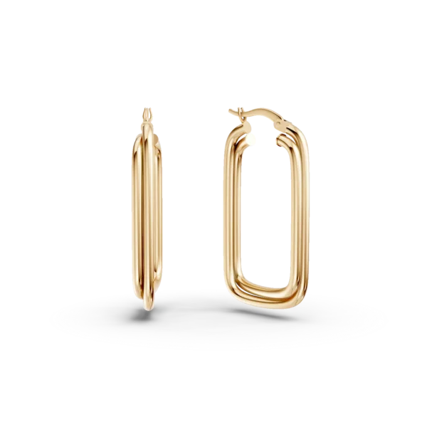 Cercei creole geometrici din aur galben