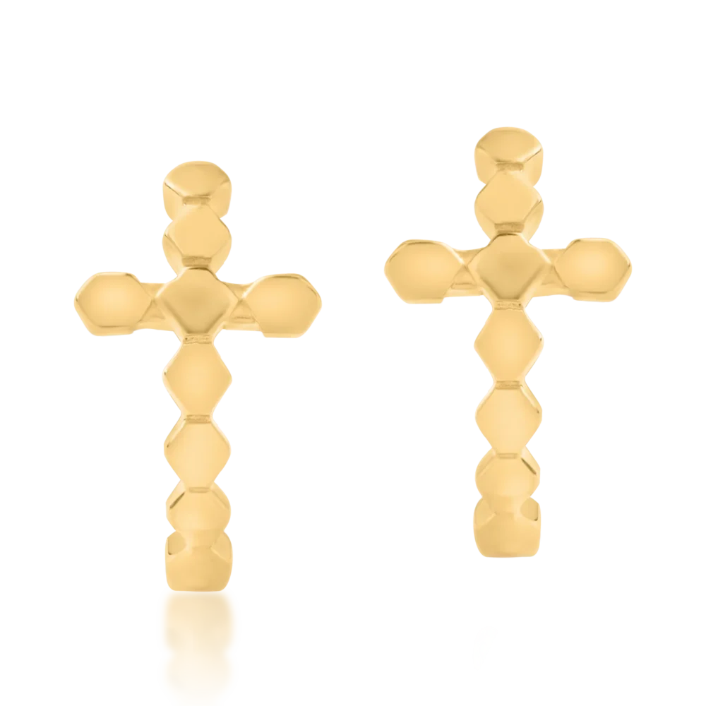 Cercei cruce din aur galben - imagine 2