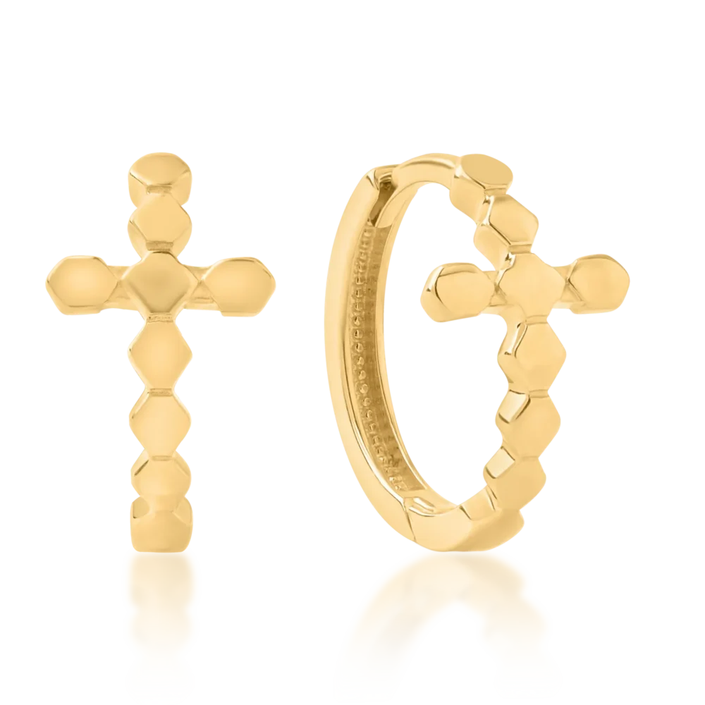 Cercei cruce din aur galben