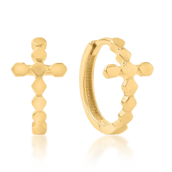 Cercei cruce din aur galben
