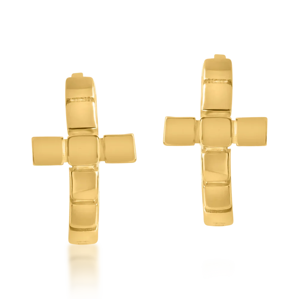 Cercei cruce din aur galben - imagine 2