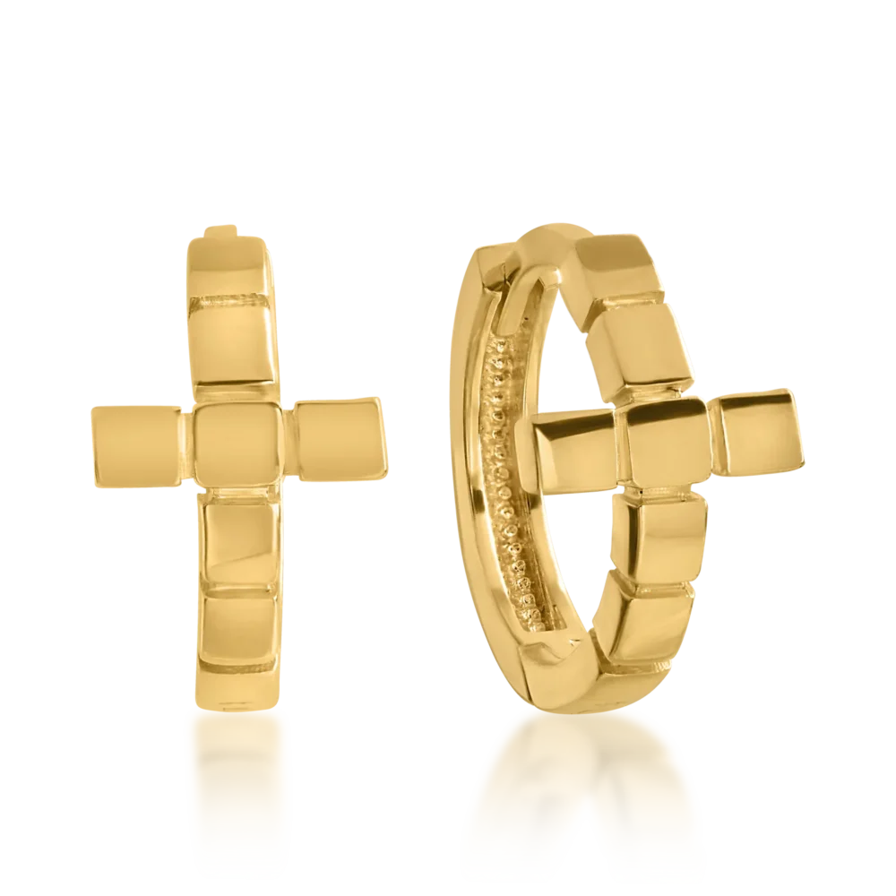 Cercei cruce din aur galben