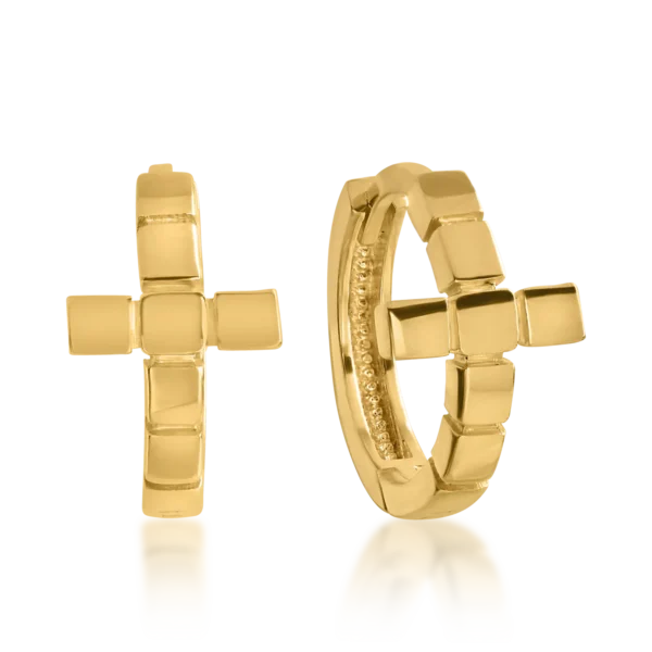 Cercei cruce din aur galben