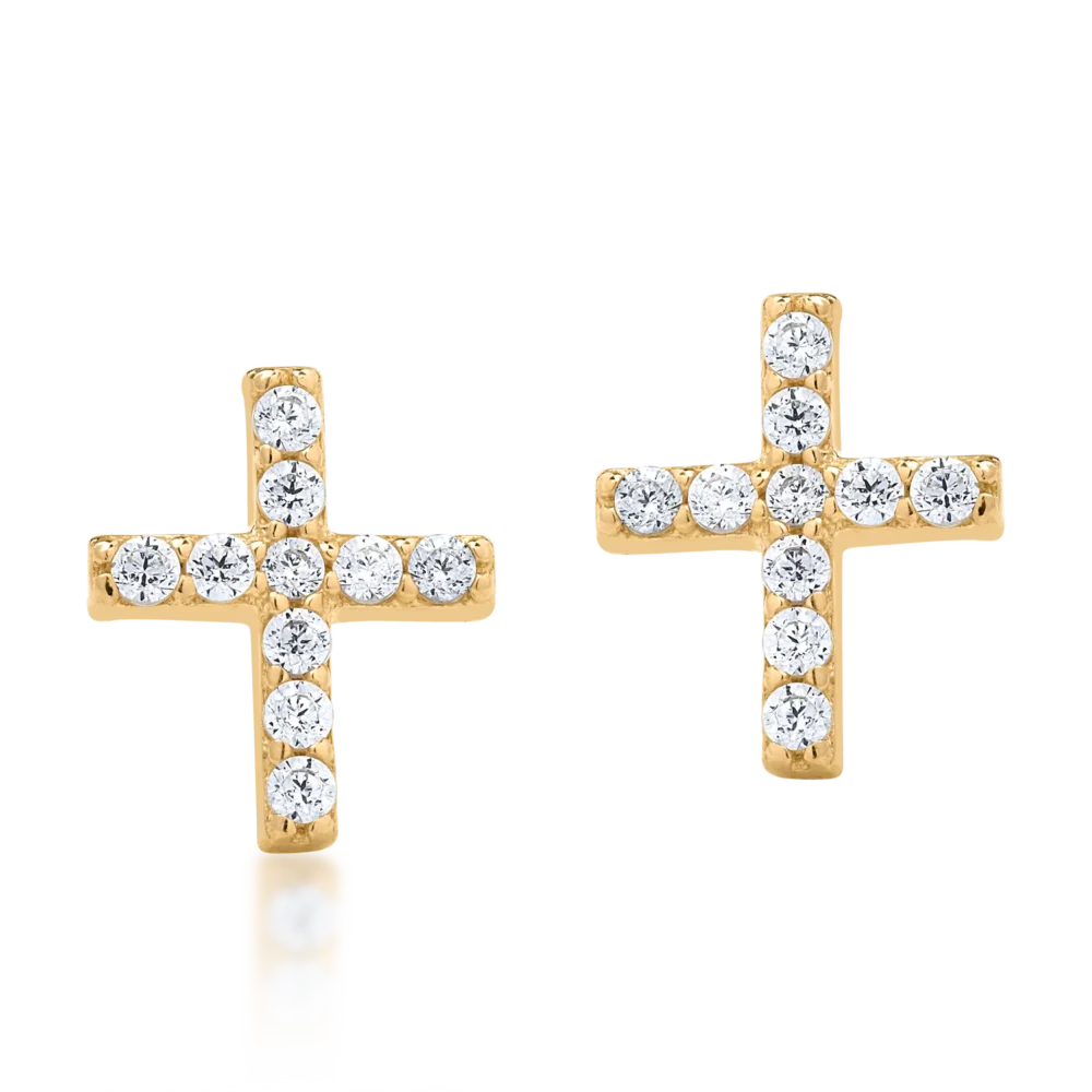 Cercei cruciulite din aur galben - imagine 2